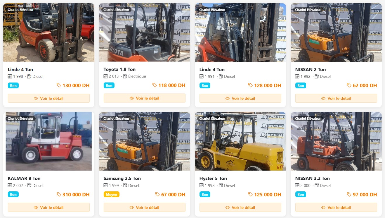 Voir notre stock de chariots élévateurs disponibles